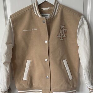 Abercrombie & Fitch Beige Varsity Jacket